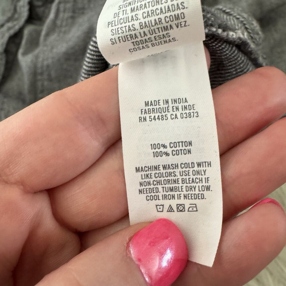 Aerie Anytime Fave Twill Flannel Shirt Women’s XL  Gray Striped Oversized Button - Picture 12 of 14